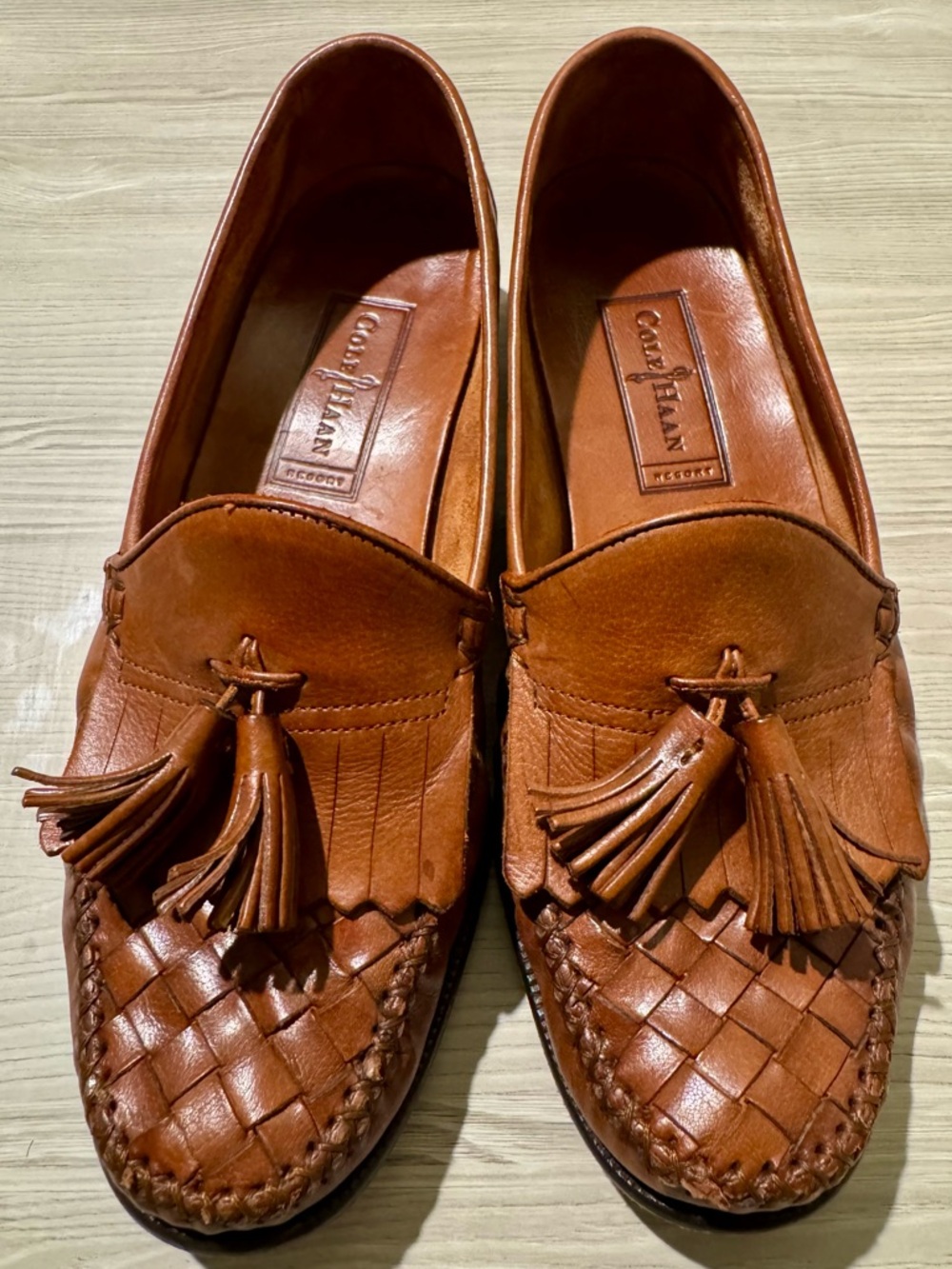 Cole Haan Resort Collection Men's Tassel
Woven-Braided Loafers Size8 Tan/Brown.